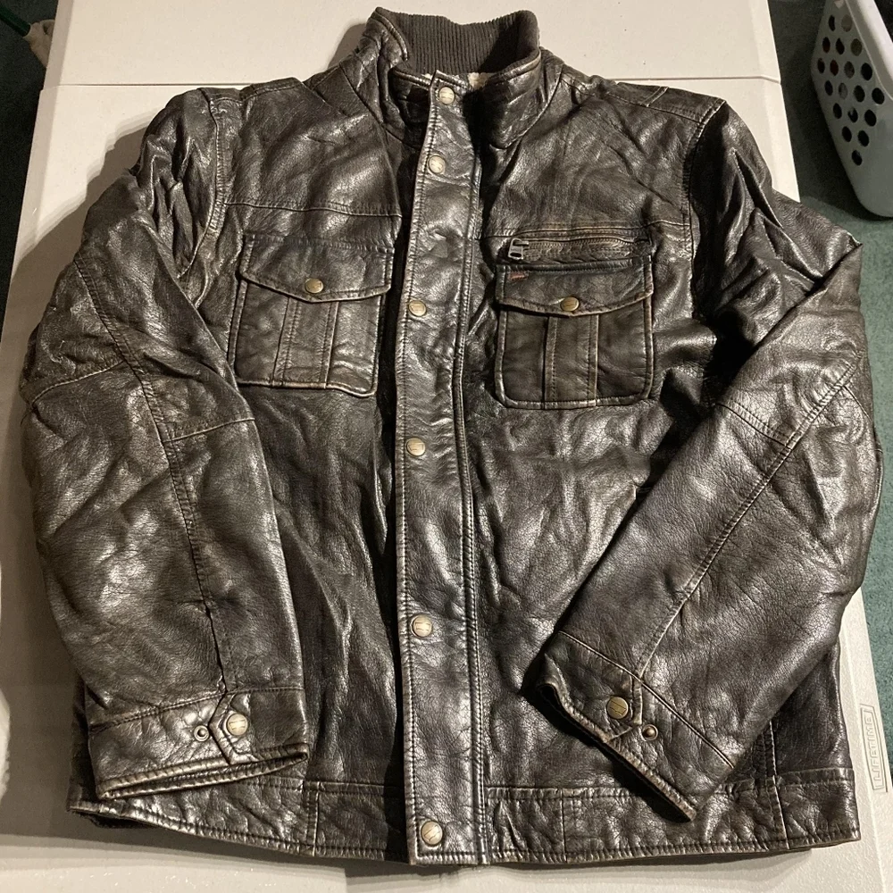 Vintage Levi's Strauss Brown Polyurethane Unreal Leather Jacket Men's Large L